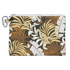 Botanical Seamless Tropical Pattern With Bright Red Yellow Plants Leaves Canvas Cosmetic Bag (xl) by Wegoenart