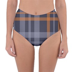 Seamless Pattern Check Fabric Texture Reversible High-waist Bikini Bottoms by Wegoenart