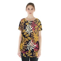 Original Seamless Tropical Pattern With Bright Reds Yellows Skirt Hem Sports Top by Wegoenart