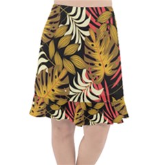 Original Seamless Tropical Pattern With Bright Reds Yellows Fishtail Chiffon Skirt by Wegoenart