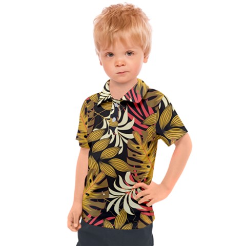 Original Seamless Tropical Pattern With Bright Reds Yellows Kids  Polo Tee by Wegoenart