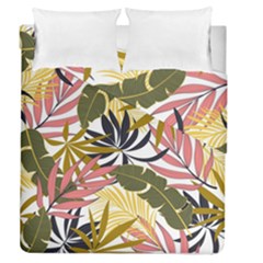 Fashionable Seamless Tropical Pattern With Bright Pink Green Flowers Duvet Cover Double Side (queen Size)