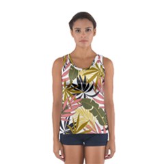 Fashionable Seamless Tropical Pattern With Bright Pink Green Flowers Sport Tank Top  by Wegoenart