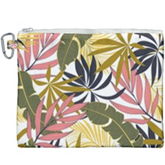 Fashionable Seamless Tropical Pattern With Bright Pink Green Flowers Canvas Cosmetic Bag (xxxl) by Wegoenart