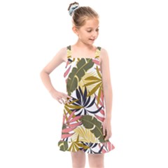 Fashionable Seamless Tropical Pattern With Bright Pink Green Flowers Kids  Overall Dress by Wegoenart