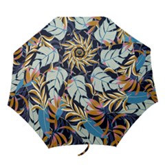 Original Seamless Tropical Pattern With Bright Blue Pink Flowers Folding Umbrellas by Wegoenart