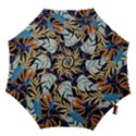 Original Seamless Tropical Pattern With Bright Blue Pink Flowers Hook Handle Umbrellas (Large) View1