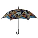 Original Seamless Tropical Pattern With Bright Blue Pink Flowers Hook Handle Umbrellas (Large) View3