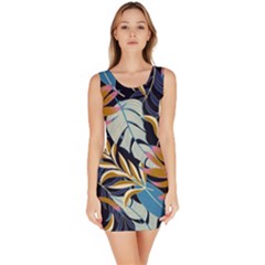 Original Seamless Tropical Pattern With Bright Blue Pink Flowers Bodycon Dress by Wegoenart