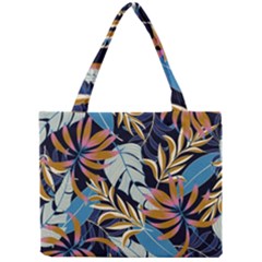 Original Seamless Tropical Pattern With Bright Blue Pink Flowers Mini Tote Bag by Wegoenart