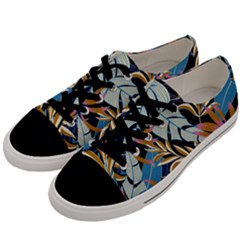 Original Seamless Tropical Pattern With Bright Blue Pink Flowers Men s Low Top Canvas Sneakers by Wegoenart