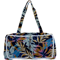 Original Seamless Tropical Pattern With Bright Blue Pink Flowers Multi Function Bag by Wegoenart