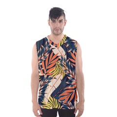 Original Seamless Tropical Pattern With Bright Orange Flowers Men s Basketball Tank Top by Wegoenart