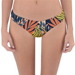 Original Seamless Tropical Pattern With Bright Orange Flowers Reversible Hipster Bikini Bottoms by Wegoenart