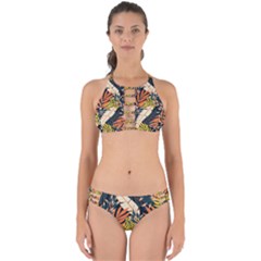 Original Seamless Tropical Pattern With Bright Orange Flowers Perfectly Cut Out Bikini Set by Wegoenart