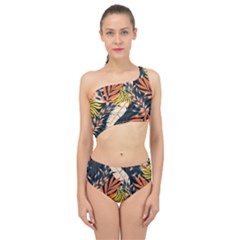 Original Seamless Tropical Pattern With Bright Orange Flowers Spliced Up Two Piece Swimsuit by Wegoenart