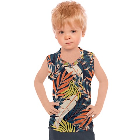 Original Seamless Tropical Pattern With Bright Orange Flowers Kids  Sport Tank Top by Wegoenart