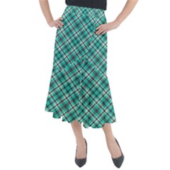 Tartan Scotland Seamless Plaid Pattern Vintage Check Color Square Geometric Texture Midi Mermaid Skirt by Wegoenart