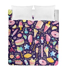 Cute Seamless Pattern With Colorful Sweets Cakes Lollipops Duvet Cover Double Side (full/ Double Size) by Wegoenart