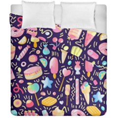 Cute Seamless Pattern With Colorful Sweets Cakes Lollipops Duvet Cover Double Side (california King Size) by Wegoenart