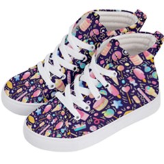 Cute Seamless Pattern With Colorful Sweets Cakes Lollipops Kids  Hi-top Skate Sneakers by Wegoenart