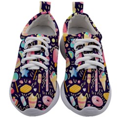 Cute Seamless Pattern With Colorful Sweets Cakes Lollipops Kids Athletic Shoes by Wegoenart