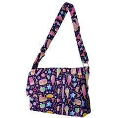 Cute Seamless Pattern With Colorful Sweets Cakes Lollipops Full Print Messenger Bag (l)