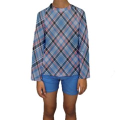 Tartan Scotland Seamless Plaid Pattern Vintage Check Color Square Geometric Texture Kids  Long Sleeve Swimwear by Wegoenart