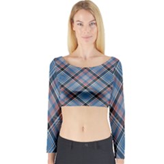 Tartan Scotland Seamless Plaid Pattern Vintage Check Color Square Geometric Texture Long Sleeve Crop Top by Wegoenart