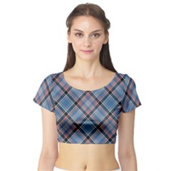 Tartan Scotland Seamless Plaid Pattern Vintage Check Color Square Geometric Texture Short Sleeve Crop Top by Wegoenart