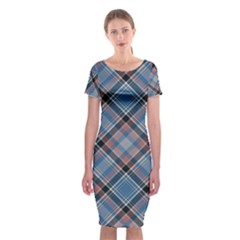 Tartan Scotland Seamless Plaid Pattern Vintage Check Color Square Geometric Texture Classic Short Sleeve Midi Dress by Wegoenart