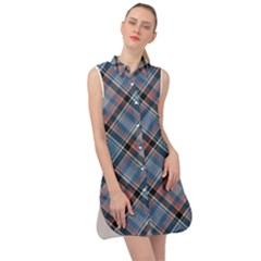 Tartan Scotland Seamless Plaid Pattern Vintage Check Color Square Geometric Texture Sleeveless Shirt Dress by Wegoenart