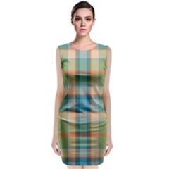 Tartan Scotland Seamless Plaid Pattern Vintage Check Color Square Geometric Texture Classic Sleeveless Midi Dress by Wegoenart