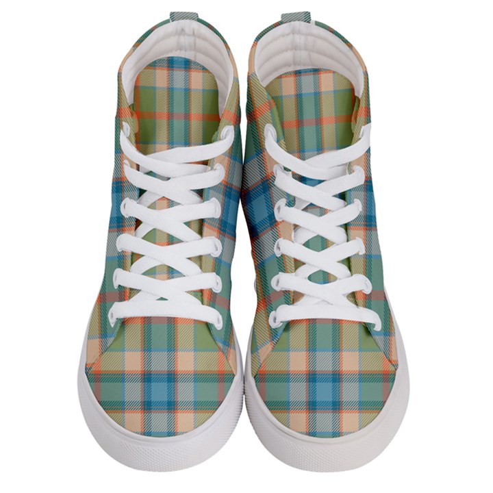 Tartan Scotland Seamless Plaid Pattern Vintage Check Color Square Geometric Texture Men s Hi-Top Skate Sneakers