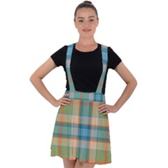 Tartan Scotland Seamless Plaid Pattern Vintage Check Color Square Geometric Texture Velvet Suspender Skater Skirt by Wegoenart