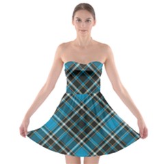 Tartan Scotland Seamless Plaid Pattern Vintage Check Color Square Geometric Texture Strapless Bra Top Dress by Wegoenart