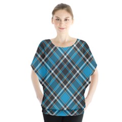 Tartan Scotland Seamless Plaid Pattern Vintage Check Color Square Geometric Texture Batwing Chiffon Blouse