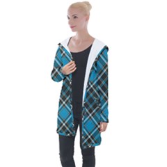 Tartan Scotland Seamless Plaid Pattern Vintage Check Color Square Geometric Texture Longline Hooded Cardigan by Wegoenart