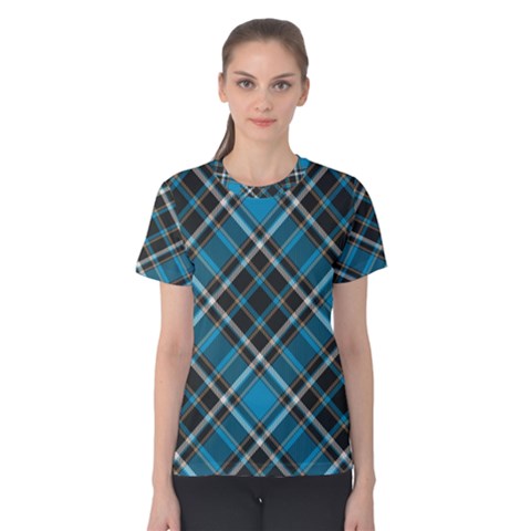 Tartan Scotland Seamless Plaid Pattern Vintage Check Color Square Geometric Texture Women s Cotton Tee by Wegoenart