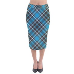 Tartan Scotland Seamless Plaid Pattern Vintage Check Color Square Geometric Texture Velvet Midi Pencil Skirt by Wegoenart