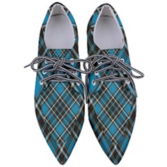 Tartan Scotland Seamless Plaid Pattern Vintage Check Color Square Geometric Texture Women s Pointed Oxford Shoes by Wegoenart