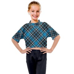 Tartan Scotland Seamless Plaid Pattern Vintage Check Color Square Geometric Texture Kids Mock Neck Tee