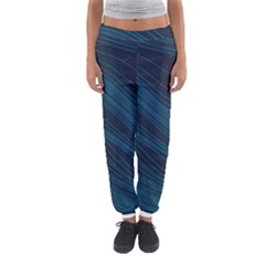 Abstract Glowing Blue Wave Lines Pattern With Particles Elements Dark Background Women s Jogger Sweatpants by Wegoenart