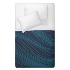 Abstract Glowing Blue Wave Lines Pattern With Particles Elements Dark Background Duvet Cover (single Size) by Wegoenart