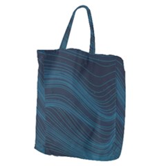 Abstract Glowing Blue Wave Lines Pattern With Particles Elements Dark Background Giant Grocery Tote by Wegoenart