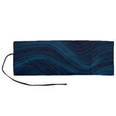 Abstract Glowing Blue Wave Lines Pattern With Particles Elements Dark Background Roll Up Canvas Pencil Holder (m) by Wegoenart