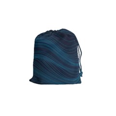 Abstract Glowing Blue Wave Lines Pattern With Particles Elements Dark Background Drawstring Pouch (small) by Wegoenart