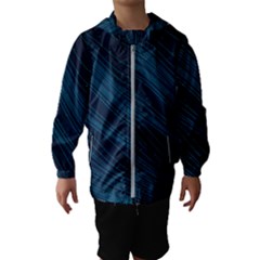 Abstract Glowing Blue Wave Lines Pattern With Particles Elements Dark Background Kids  Hooded Windbreaker by Wegoenart