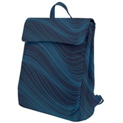 Abstract Glowing Blue Wave Lines Pattern With Particles Elements Dark Background Flap Top Backpack by Wegoenart