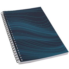 Abstract Glowing Blue Wave Lines Pattern With Particles Elements Dark Background 5 5  X 8 5  Notebook by Wegoenart